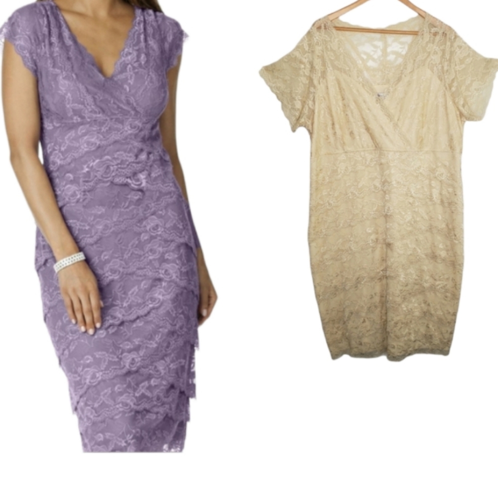 NEW Roaman's Tiered Lace Formal Midi Dress Plus Size